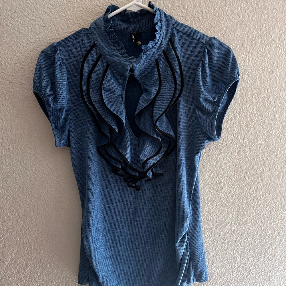 HeartSoul Blue Ruffled Blouse